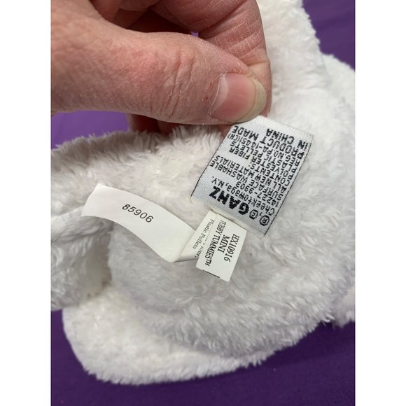 Ganz HX10916 9 Inch Mini Tubby Tummies White Bear Black Nose Blue Dotted Bow - Picture 7 of 9